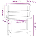 Tavolo Lavoro Cucina con Ripiano 110x55x150 cm Acciaio Inox