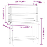 Tavolo Lavoro Cucina con Ripiano 110x55x150 cm Acciaio Inox