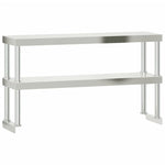 Tavolo Lavoro Cucina con Ripiano 110x55x150 cm Acciaio Inox