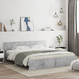 Giroletto con Testiera e LED Grigio Cemento 180x200 cm
