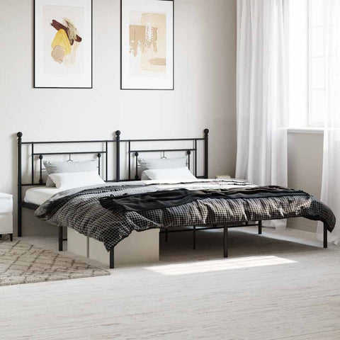 Giroletto con Testiera in Metallo Nero 193x203 cm