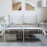 Giroletto con Testiera e Pediera Metallo Bianco 150x200 cm