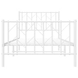 Giroletto con Testiera e Pediera Metallo Bianco 90x200 cm