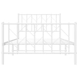 Giroletto con Testiera e Pediera Metallo Bianco 100x200 cm