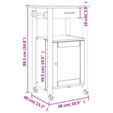 Carrello da Cucina MONZA 48x40x88,5 cm in Legno Massello di Pino