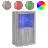 Armadietto con Luci LED Grigio Sonoma in Legno truciolato
