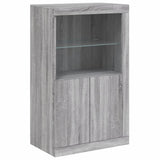Armadietto con Luci LED Grigio Sonoma in Legno truciolato