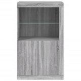 Armadietto con Luci LED Grigio Sonoma in Legno truciolato