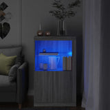 Armadietto con Luci LED Grigio Sonoma in Legno truciolato