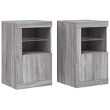 Armadietti con Luci LED 2pz Grigio Sonoma in Legno truciolato