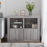 Armadietti con Luci LED 2pz Grigio Sonoma in Legno truciolato