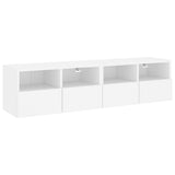 Mobili TV a Parete 2pz Bianchi 60x30x30 cm in Legno truciolato