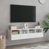 Mobili TV a Parete 2pz Bianchi 60x30x30 cm in Legno truciolato