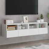 Mobili TV a Parete 2pz Bianchi 60x30x30 cm in Legno truciolato