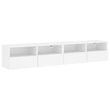 Mobili TV a Parete 2pz Bianchi 80x30x30 cm in Legno truciolato
