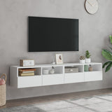 Mobili TV a Parete 2pz Bianchi 80x30x30 cm in Legno truciolato