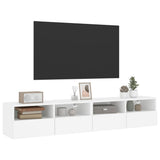 Mobili TV a Parete 2pz Bianchi 80x30x30 cm in Legno truciolato