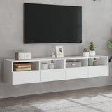 Mobili TV a Parete 2pz Bianchi 80x30x30 cm in Legno truciolato