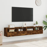 Mobili TV a Muro 2 pz Rovere Fumo 80x30x30 cm Legno truciolato