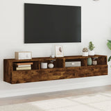 Mobili TV a Muro 2 pz Rovere Fumo 80x30x30 cm Legno truciolato