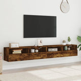 Mobili TV Parete 2pz Rovere Fumo 100x30x30 cm Legno truciolato