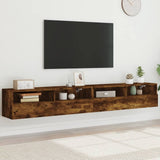 Mobili TV Parete 2pz Rovere Fumo 100x30x30 cm Legno truciolato