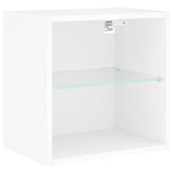 Comodino con Luci LED a Parete Bianco