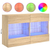 Mobile TV a Parete con Luci LED Rovere Sonoma 98,5x30x60,5 cm