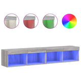 Mobili Porta TV con Luci LED 2 pz Grigio Sonoma 80x30x30 cm