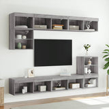 Mobili Porta TV con Luci LED 2 pz Grigio Sonoma 80x30x30 cm