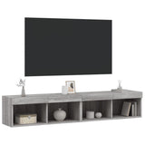 Mobili Porta TV con Luci LED 2 pz Grigio Sonoma 80x30x30 cm