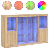 Credenze con Luci LED 3 pz Rovere Sonoma in Legno truciolato