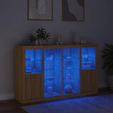 Credenze con Luci LED 3 pz Rovere Sonoma in Legno truciolato