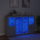 Credenze con Luci LED 3 pz Grigio Cemento in Legno truciolato