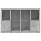 Credenze con Luci LED 3 pz Grigio Cemento in Legno truciolato