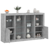 Credenze con Luci LED 3 pz Grigio Cemento in Legno truciolato