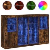 Credenze con Luci LED 3 pz Rovere Fumo in Legno truciolato