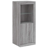 Credenze con Luci LED 3 pz Grigio Sonoma in Legno truciolato