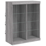 Credenze con Luci LED 3 pz Grigio Sonoma in Legno truciolato