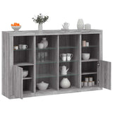 Credenze con Luci LED 3 pz Grigio Sonoma in Legno truciolato