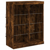 Credenza con Luci LED Rovere Fumo 202x37x100 cm