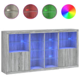 Credenza con Luci LED Grigio Sonoma 202x37x100 cm