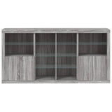 Credenza con Luci LED Grigio Sonoma 202x37x100 cm
