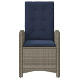 Sedie da Giardino Reclinabili 2 pz e Cuscini Grigio Polyrattan