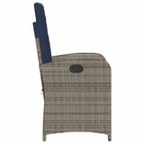 Sedie da Giardino Reclinabili 2 pz e Cuscini Grigio Polyrattan