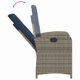 Sedie da Giardino Reclinabili 2 pz e Cuscini Grigio Polyrattan