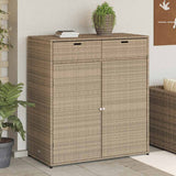Armadietto Portaoggetti Giardino Beige 105x55x113cm Polyrattan