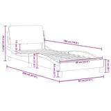 Struttura letto Dover Grigio Scuro 90x190 cm in Tessuto