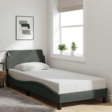 Struttura letto Dover Grigio Scuro 90x190 cm in Tessuto