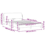 Struttura letto Dover Grigio Scuro 135x190 cm in Tessuto